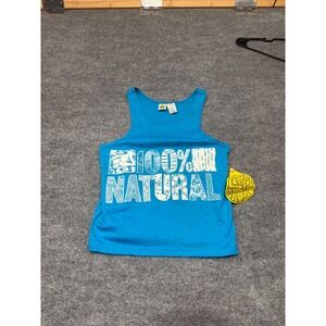 Lemon Drop Vintage 100% Natural Graphic NWT Tank Top Blue Cotton Size Medium